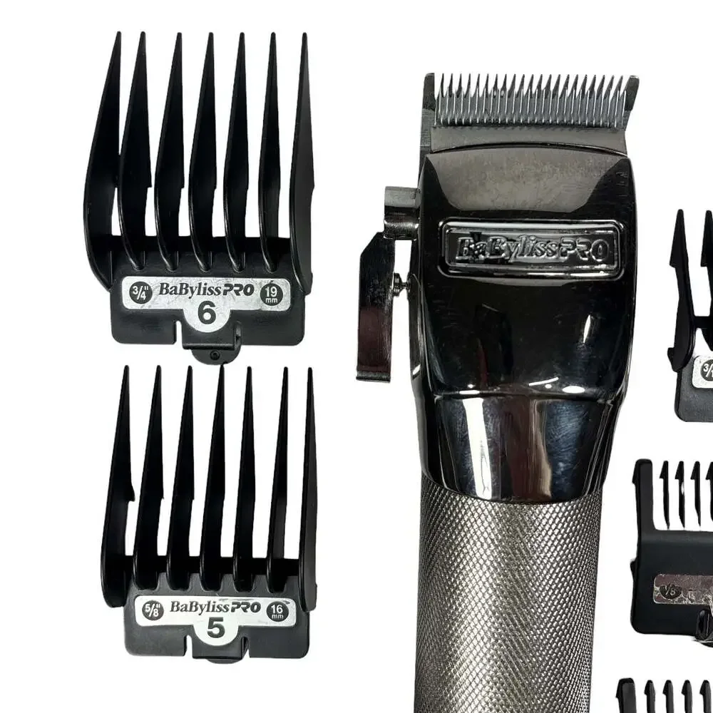 BaBylissPRO FX801R SilverFX Metal Corded Hair Clipper w/ 8-Piece Comb Set Barber
